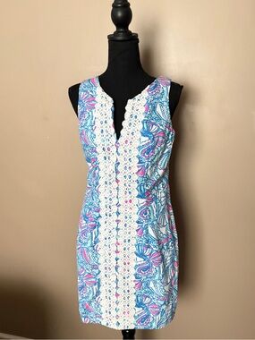 Lilly Pulitzer dress Target 20th anniversary collab My Fans blue mini Shift EUC
